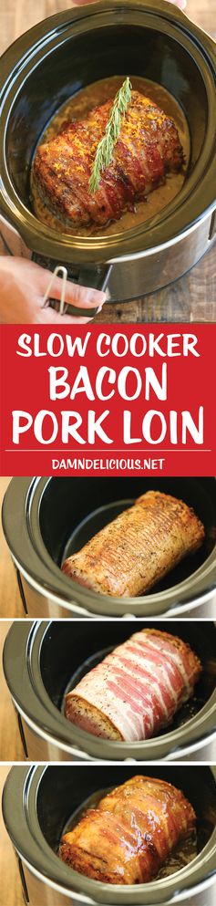 Slow Cooker Bacon Wrapped Pork Loin