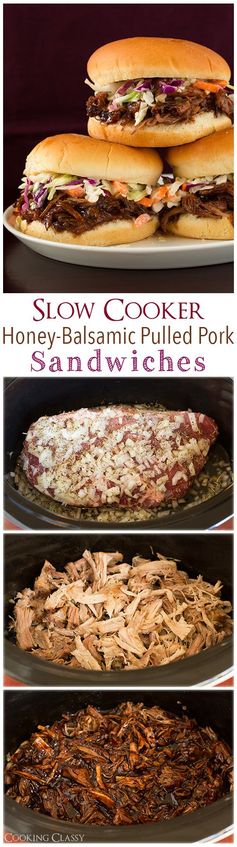 Slow Cooker Balsamic and Honey Pulled Pork Sandwiches and a Giveaway