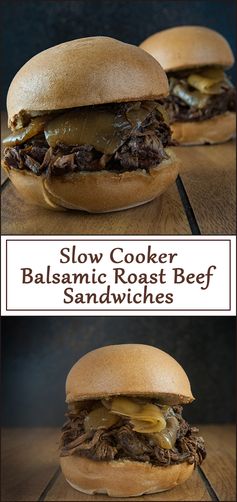 Slow Cooker Balsamic Roast Beef Sandwiches