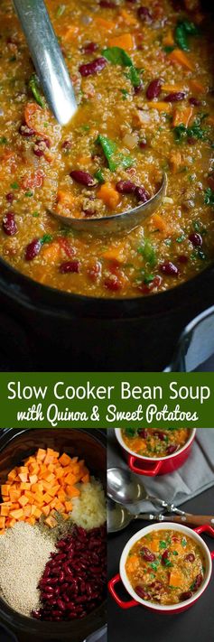 Slow Cooker Bean Soup Recipe with Quinoa & Sweet Potatoes