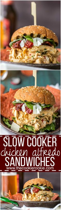 Slow Cooker Chicken Alfredo Sandwiches