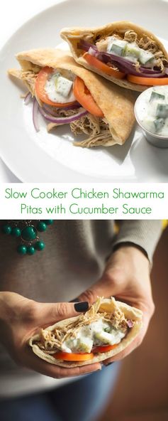 Slow Cooker Chicken Shawarma Pitas