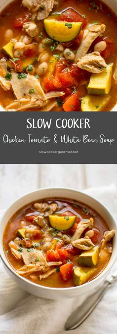 Slow Cooker Chicken Tomato and White Bean Soup