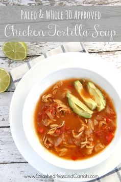 Slow Cooker Chicken Tortilla Soup (Paleo and Whole 30 Approved