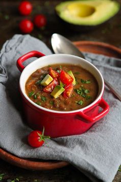 Slow Cooker Chipotle Lentil Soup with Avocado