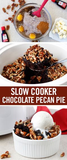 Slow Cooker Chocolate Pecan Pie Cake