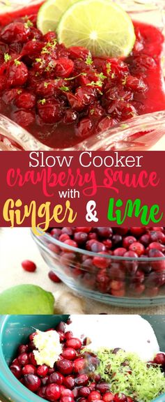 Slow Cooker Cranberry Sauce with Lime and Ginger