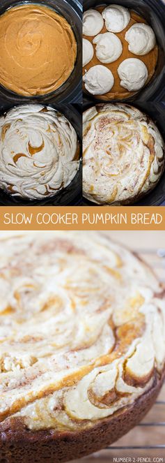 Slow Cooker Cream Cheese Swirl Pumpkin Bread