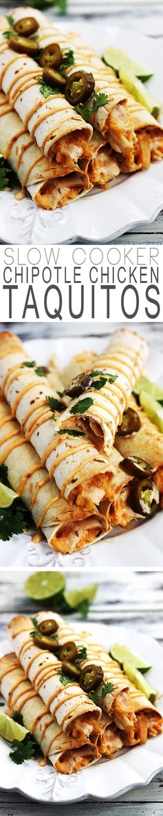 Slow Cooker Creamy Chipotle Chicken Taquitos