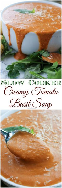 Slow Cooker Creamy Tomato and Basil Soup