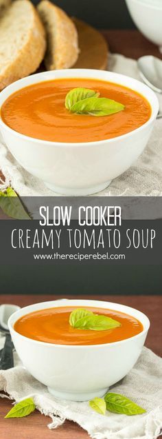 Slow Cooker Creamy Tomato Soup (with hidden veggies!