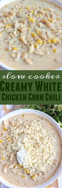 Slow Cooker Creamy White Chicken Corn Chili