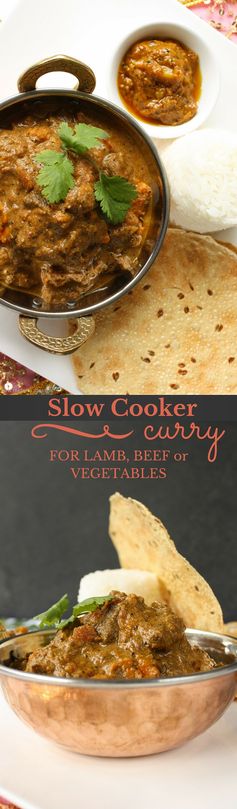 Slow cooker curry with lamb, beef or vegetables