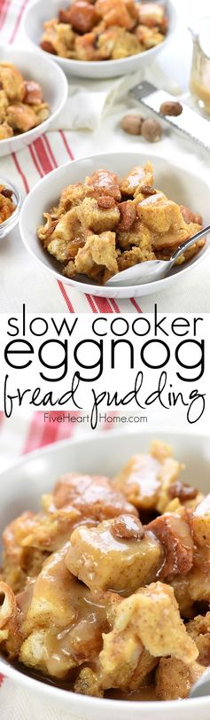 Slow Cooker Eggnog Bread Pudding