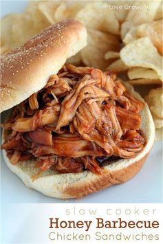 Slow Cooker Honey Barbecue Chicken Sandwiches