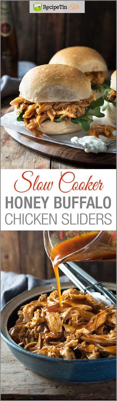 Slow Cooker Honey Buffalo Chicken Sliders