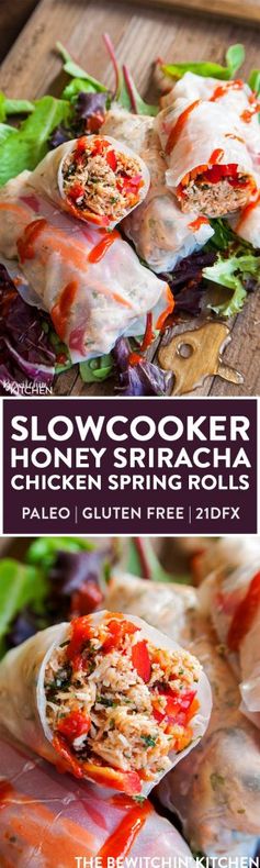 Slow Cooker Honey Sriracha Chicken Spring Rolls