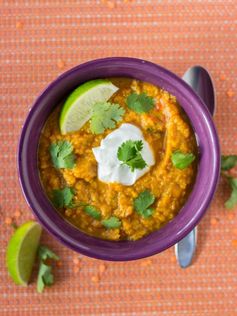 Slow Cooker Indian Butternut Squash and Red Lentil Curry