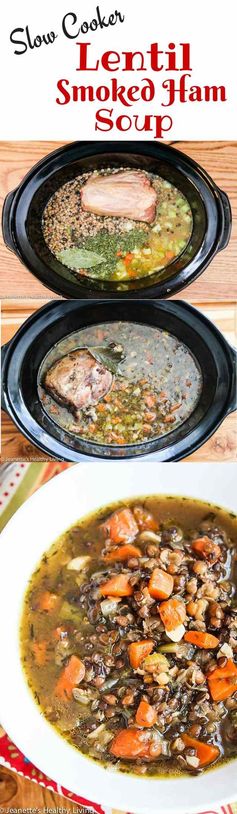 Slow Cooker Lentil Smoked Ham Soup