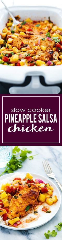 Slow Cooker Pineapple Salsa Chicken (+ video