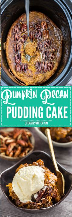 Slow Cooker Pumpkin Pecan Pudding Cake
