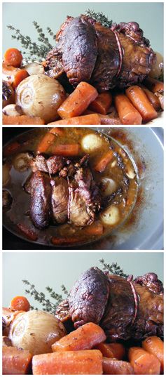 Slow Cooker Rolled Brisket with Red Wine & Thyme