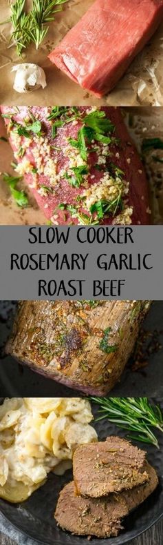 Slow Cooker Rosemary Garlic Crusted Roast Beef