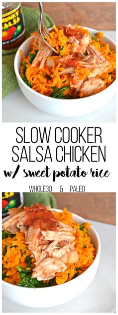 Slow Cooker Salsa Chicken with Sweet Potato Rice