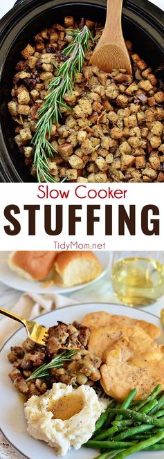 Slow Cooker Stuffing with Artichokes and Toasted Pecans