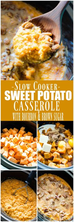 Slow Cooker Sweet Potato Casserole (made with Bourbon & Brown Sugar