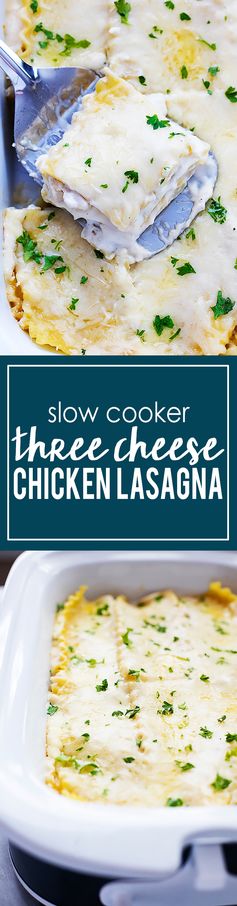 Slow Cooker Three Cheese Chicken Lasagna