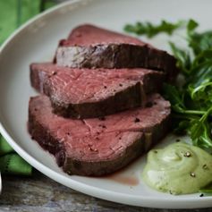 Slow-Roasted Filet of Beef with Basil Parmesan Mayonnaise