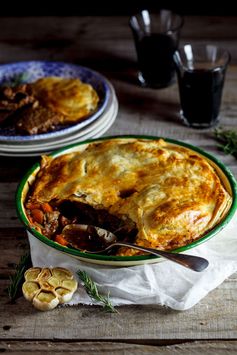 Slow-roasted lamb, rosemary and roasted garlic pie