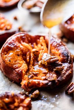 Smashed Sweet Potatoes with Bourbon Maple Butter