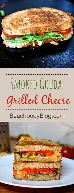 Smoked Gouda Grilled Cheese with Arugula and Roasted Red Peppers