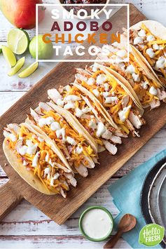 Smoky Adobo Chicken Tacos with Mango Slaw and Lime Crema