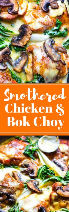 Smothered Chicken With Roasted Baby Bok Choy