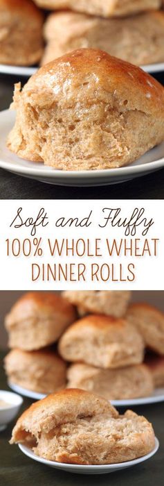 Soft and Fluffy Dinner Rolls (100% whole wheat