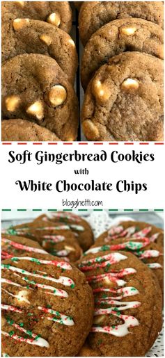 Soft Gingerbread Cookies with White Chocolate Chips