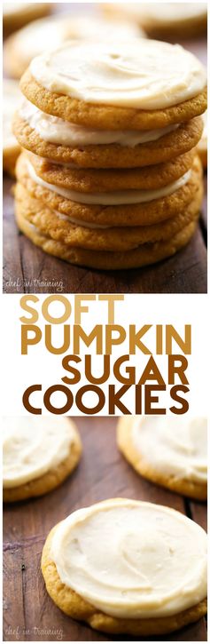 Soft Pumpkin Sugar Cookies with Caramel Cream Cheese Frosting