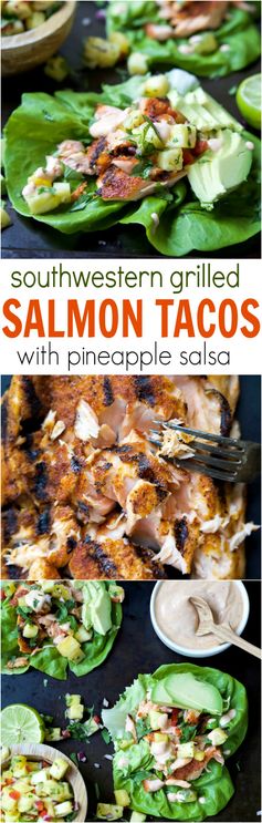 Southwestern Grilled Salmon Tacos with Pineapple Salsa