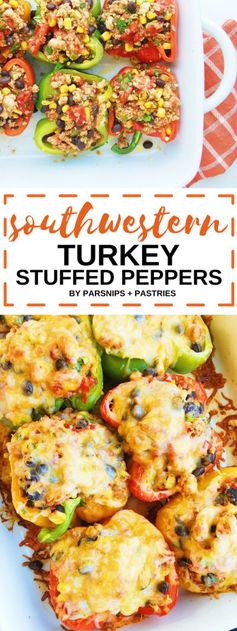 Southwestern Turkey Stuffed Peppers with Quinoa