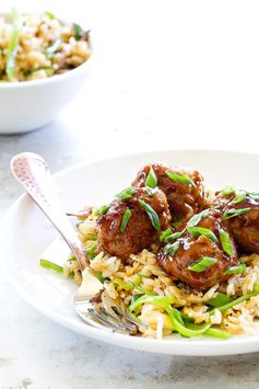 Soy-Ginger Meatballs with Fried Rice