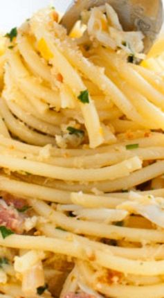 Spaghetti Carbonara with Crab and Meyer Lemon