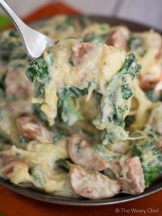 Spaghetti Squash Alfredo with Sausage and Kale