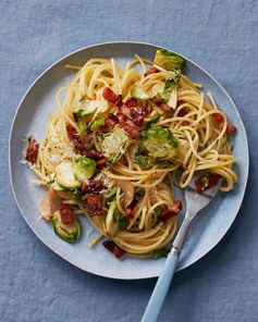 Spaghetti with Brussels Sprouts and Bacon