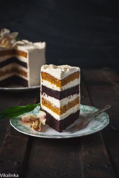 Spiced Pumpkin and Chocolate Cake with Maple Cinnamon Mascarpone Frosting