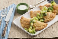 Spicy Butternut Squash Empanadas with Green Tomato Salsa & Lime Crema