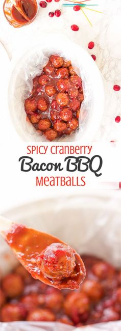 Spicy Cranberry Bacon BBQ Meatballs