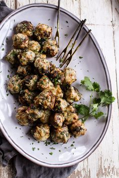 Spicy Fontina Spinach, Artichoke and Chorizo Stuffed Mushrooms